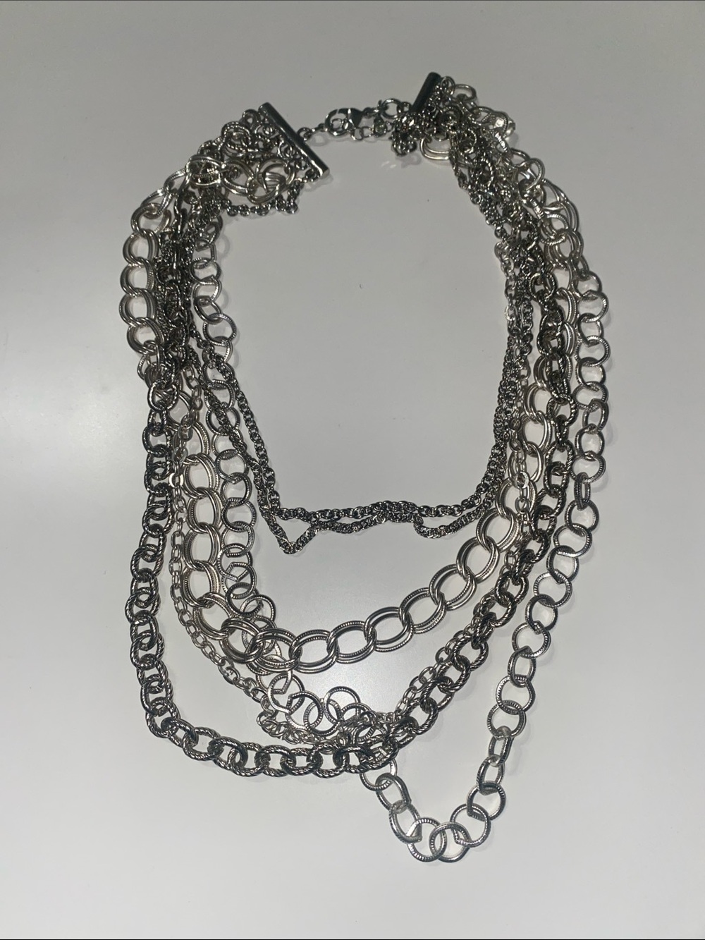 Silver Multi-Chain Layered Necklace - Women Jewelry